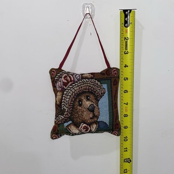Boyds Bears Vintage Afternoon Tea Tapestry Pillow Decor Reds Green Brown - Picture 9 of 9